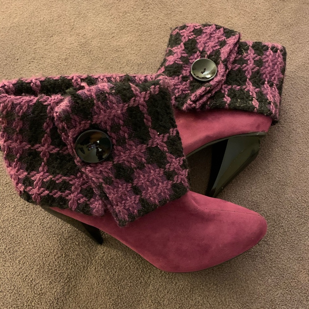 Purple & black booties